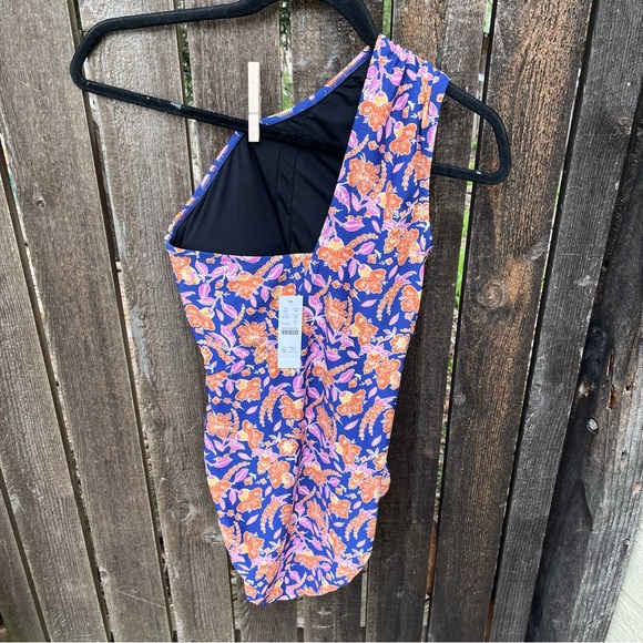 J Crew Ruched One Shoulder One Piece Floral Block Print Swimsuit NWT Sz 0 - Picture 10 of 16